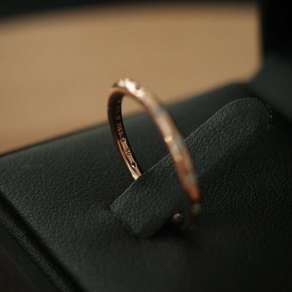 Pandora Simple Sparkling Band Ring, 14k rose gold-plated wishbone, NEW, Size 5 - Picture 3 of 7